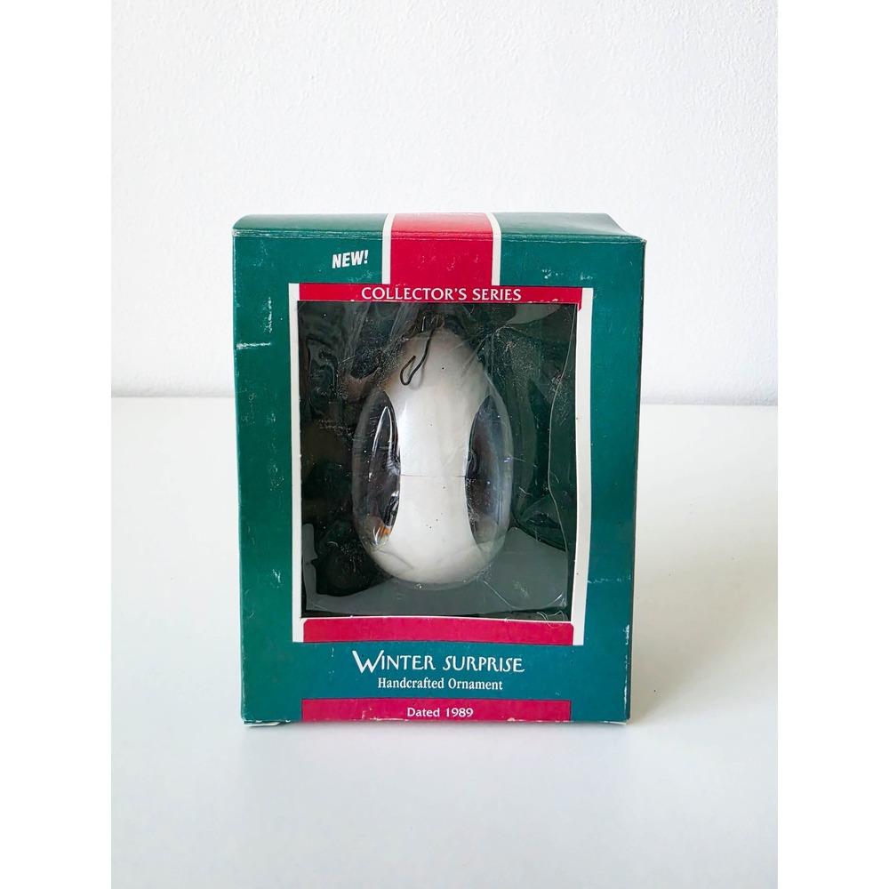 Vintage 1989 Hallmark Winter Surprise Penguin Egg Keepsake Ornament First Series